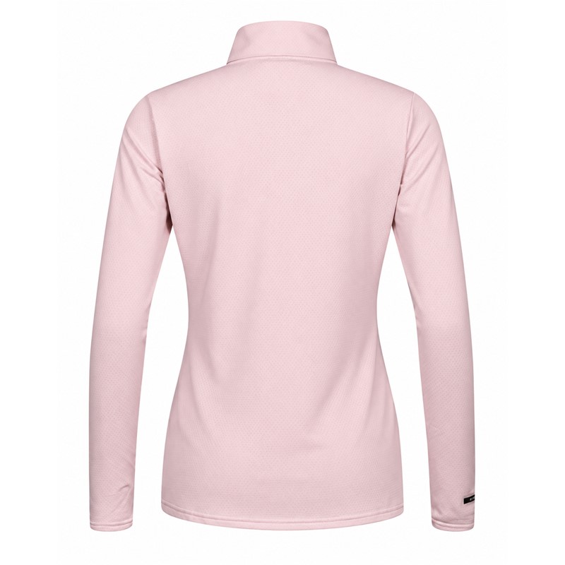 Ženski tehnični smučarski puli HALTI JAAKO VEILED PINK v elegantni nežno roza barvi. Lahek material Active Dry Sport Knit iz 94 % recikliranega poliestra in 6 % elastana, mrežasto strukturirana notranjost ter visok ovratnik zagotavljajo učinkovito odvajanje vlage, zračnost in svobodo gibanja pri smučanju, pohodništvu ter drugih športnih aktivnostih.